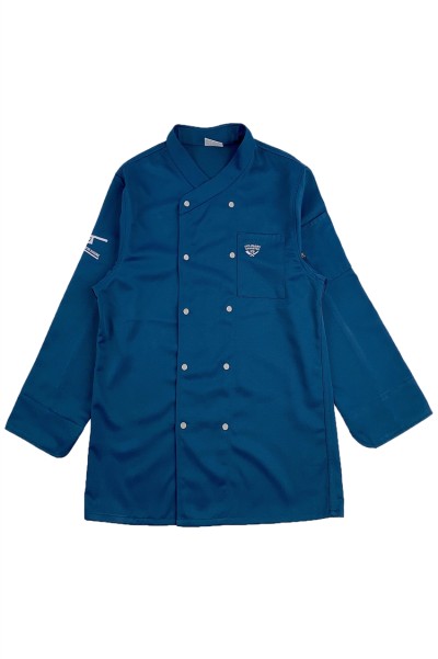 訂製長袖男裝酒店廚師服     設計繡花logo廚師服    廚房   火鍋   餐飲   廚師工作服   烘焙     KI116 45度照